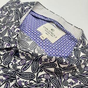 CON.STRUCT Mens 5XL Paisley Short Sleeve Button Up Shirt Purple Black White